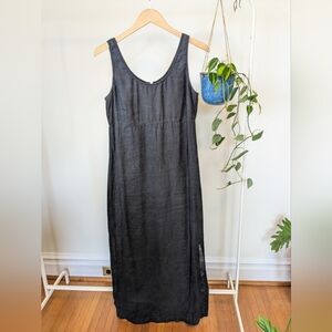 Vintage Maxi Linen Black Dress (size 6